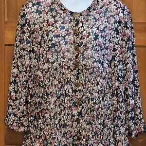 Terra & Sky Women's Plus Size Long Sleeve Chiffon Blouse 1X